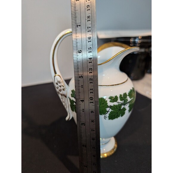 Meissen Green Ivy Sugar Bowl & Swan Handle Creamer – 19th/20th C – First Quality - Picture 15 of 16